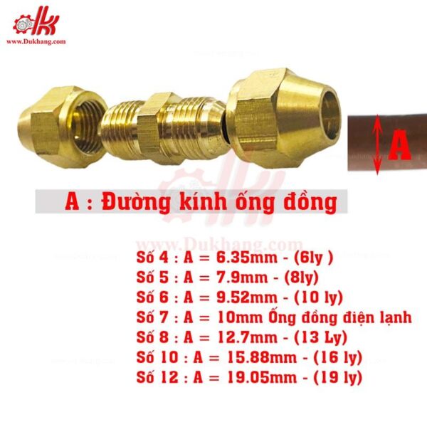 Hai đầu lã ống đồng 6mm 8mm 10mm