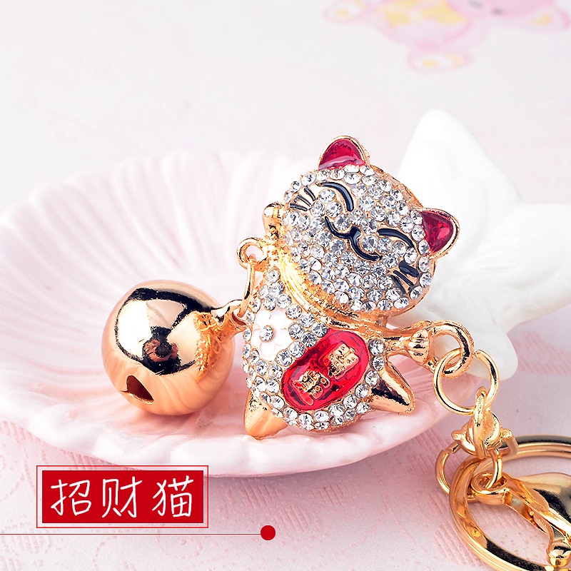 Móc Khóa Hợp Kim Hình Mèo Hoạt Hình Đính Đá Sáng Tạo