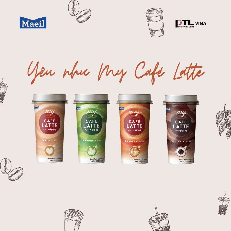 My Café Latte - Cà phê Maeil nhập khẩu Hàn Quốc 220ml (4 vị)