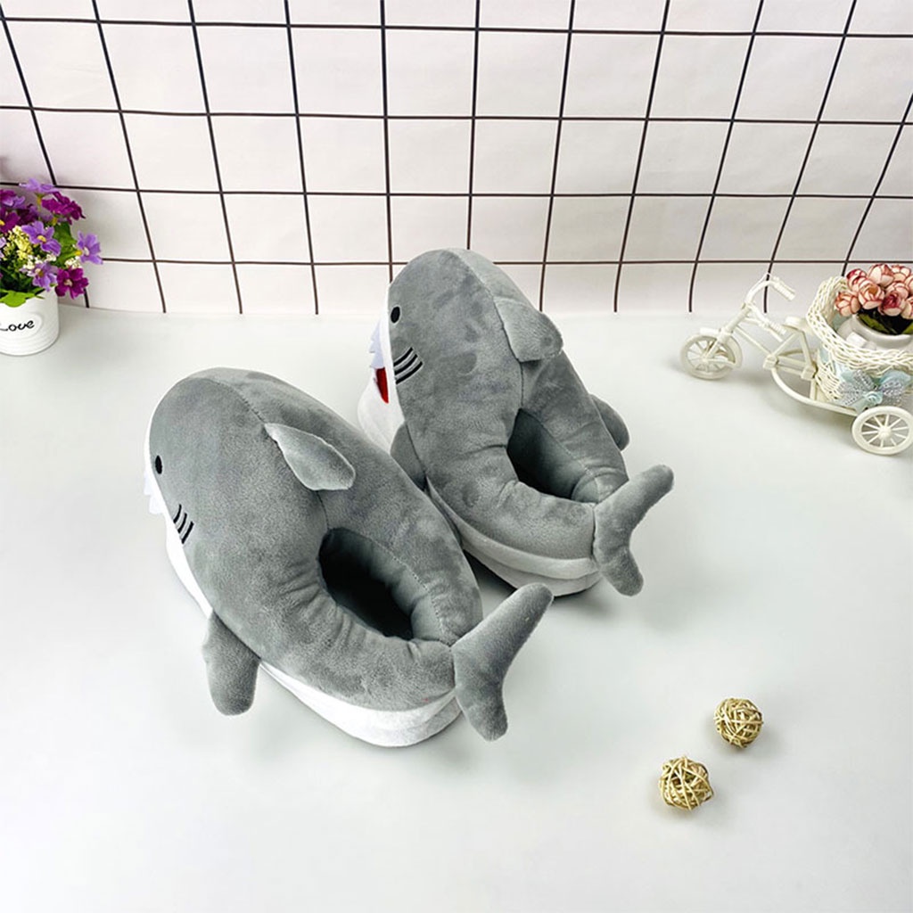 Dép Bông Đi Trong Nhà Hình Cá Mập Giữ Ấm Vui Nhộn Cho Cặp Đôi