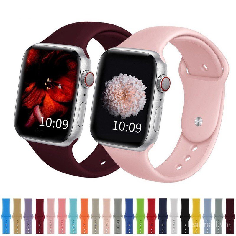 Dây Đeo Thể Thao Bằng Silicone Mềm 2021 Cho Đồng Hồ Apple Watch 38mm 42mm 40mm 44mm Series 6 Se 5 4 3 2 1