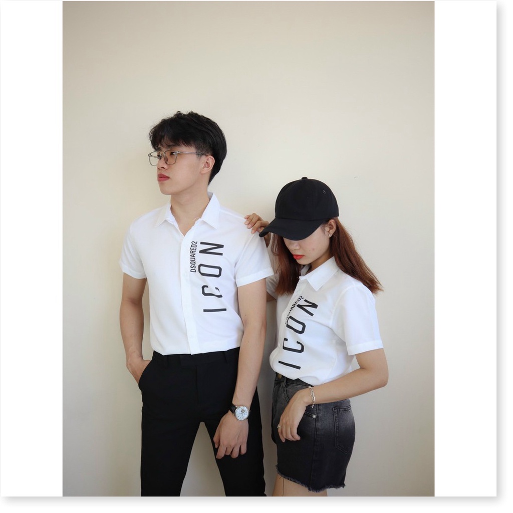 Áo sơ mi in thêu ngăn tay nam nữ cực đẹp , dành cho giới trẻ KOKO MI