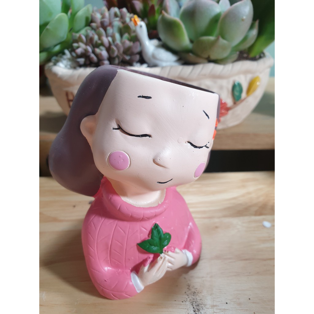 Chậu trồng sen đá, xương rồng mini hình Bạn trai, bạn Gái siêu xinh, Giao ngẫu nhiên