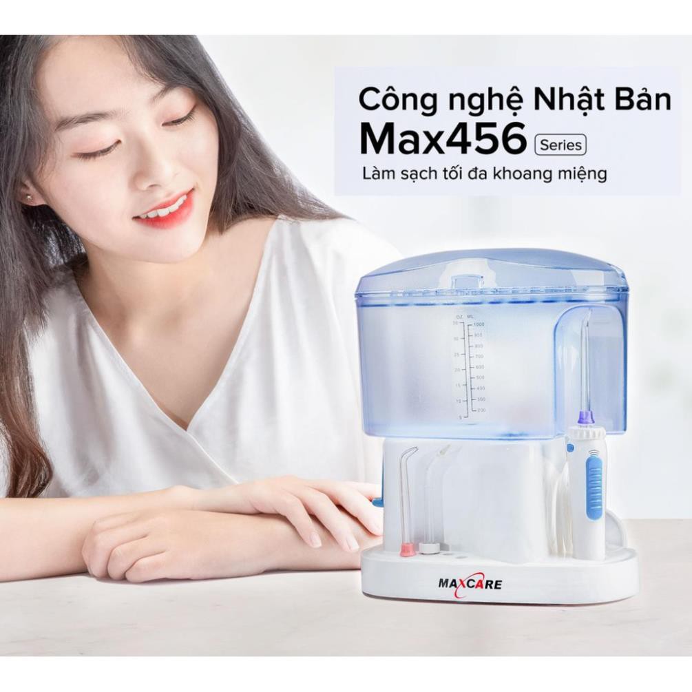 Máy tăm nước Nhật Bản Maxcare Max 456L - Công Nghệ Sóng Siêu Âm , Chăm Sóc Và Làm Sạch Khoang Miệng