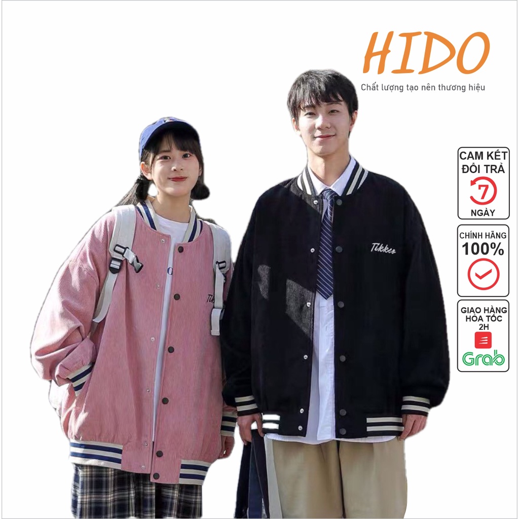 Áo VarsityJacket áo bomber chất nhung tăm nỉ TIKKEO nam nữ khoác ngoài dày dặn form rộng unisex