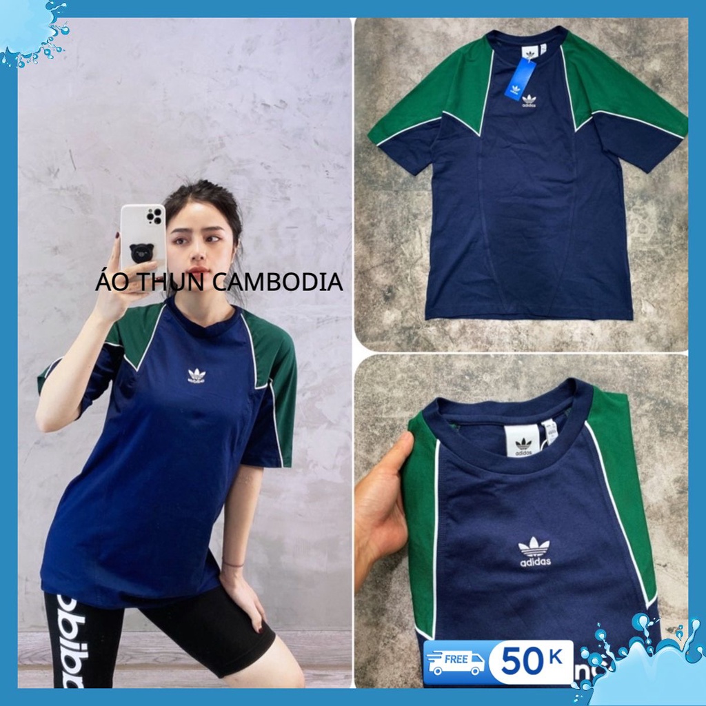 ❤️Xuất Xịn❤️ Áo thun 1786 BIG TREFOIL ABSTRACT TEE GREEN/ NAVY
