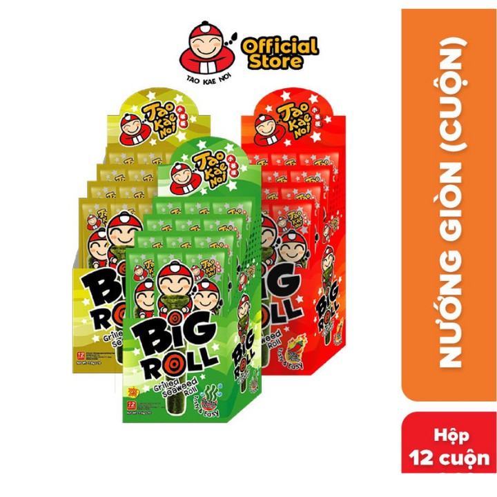 [ Hộp 12 gói] Snack rong biển ăn liền TaoKaeNoi BIG ROLL 3g/gói