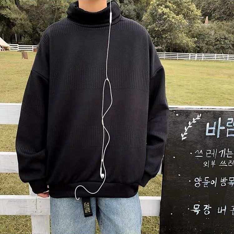 Áo Khoác Sweater Cổ Lọ Dáng Rộng Màu Trắng Đen Phong Cách Hàn Quốc Cho Nam Giới | BigBuy360 - bigbuy360.vn