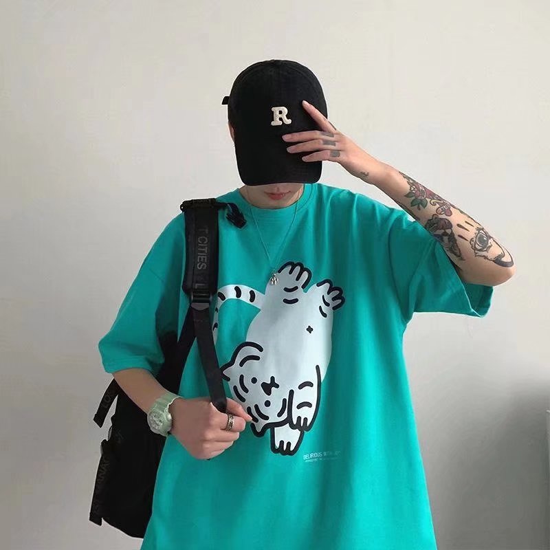 Áo Thun Tay Ngắn Dáng Rộng In Họa Tiết Hoạt Hình Phong Cách Nhật Bản Thời Trang Mùa Hè Cho Nam Size M-8XL