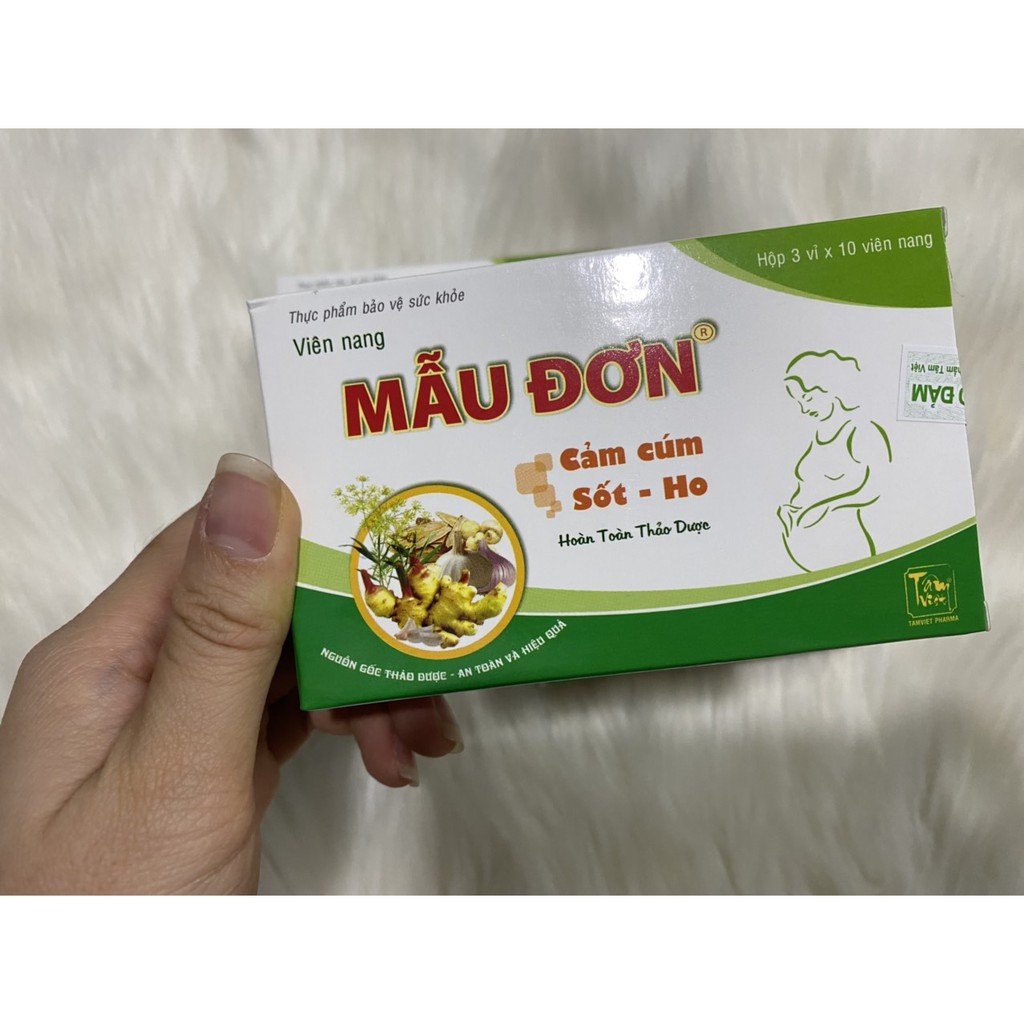 Cảm cúm MẪU ĐƠN hộp 30v - Chiết xuất hoàn toàn thảo dược-Dùng được cho phụ nữ có thai-Bổ phế, giảm ho, giảm cảm cúm, sốt