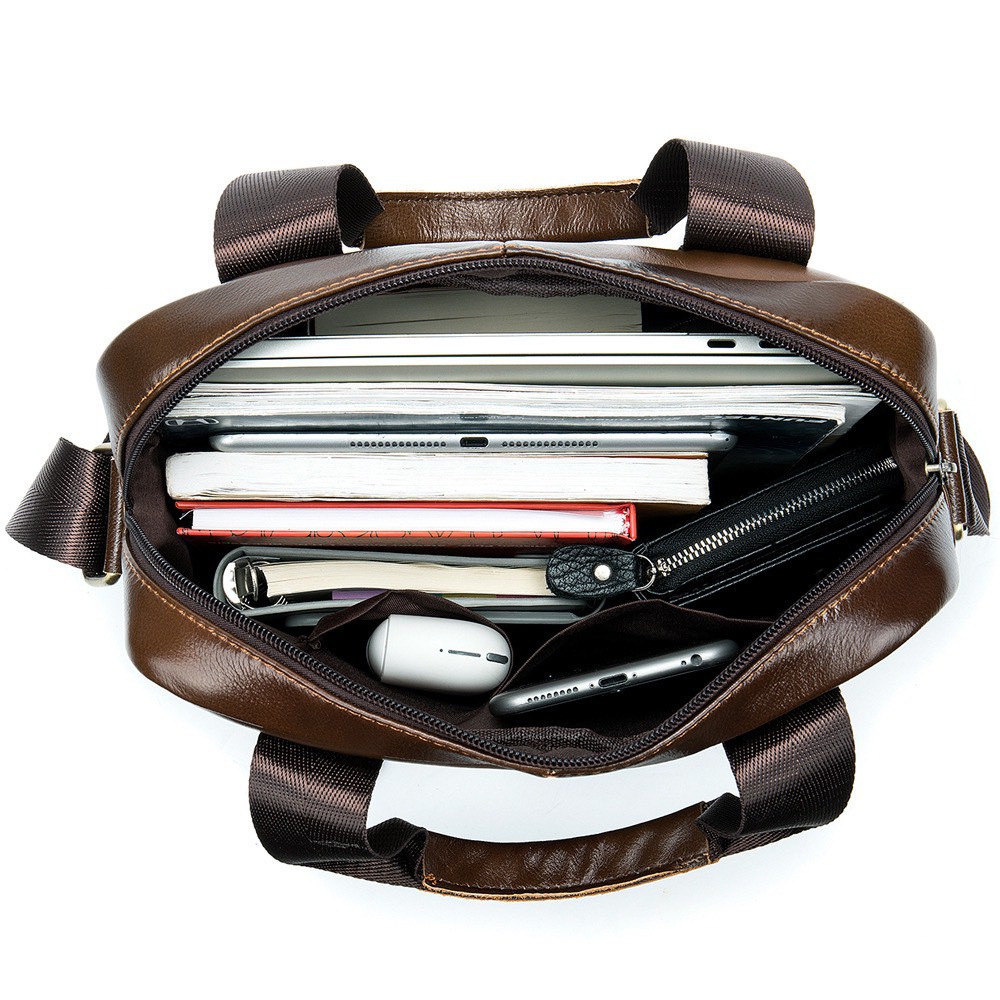 Túi đeo chéo nam da bò cao cấp T27 túi đứng 30.5x26x6cm (Nâu đậm - Nâu sáng - Đen)