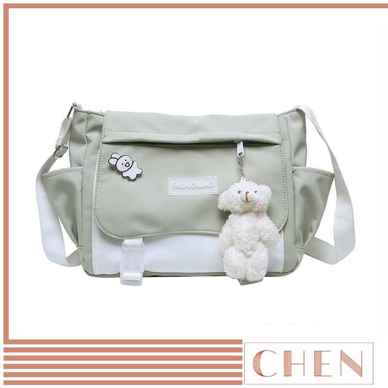 Túi đeo chéo đi học nữ CHEN, tui tote bag vải canvas đựng sách vở a4 laptop phong cách unisex TX10