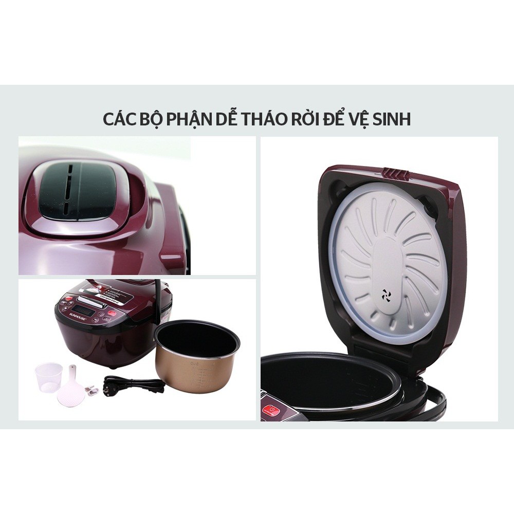 |CHÍNH HÃNG| Nồi cơm điện tử đa năng 1,8L SUNHOUSE SHD8909 tiết kiệm an toàn và tiện lợi