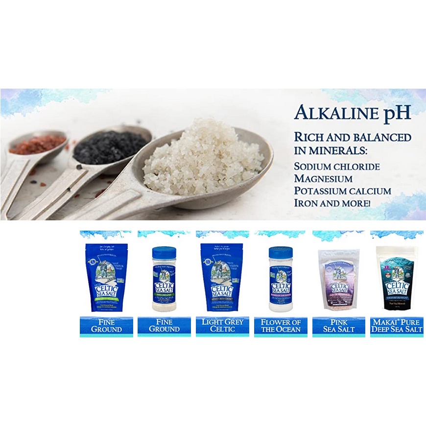 MUỐI BIỂN HẠT NHỎ GIÀU KHOÁNG CHẤT &amp; CHUẨN SẠCH Non-GMO, Light Grey Celtic Sea Salt, Gluten-Free, 454g (1lb)