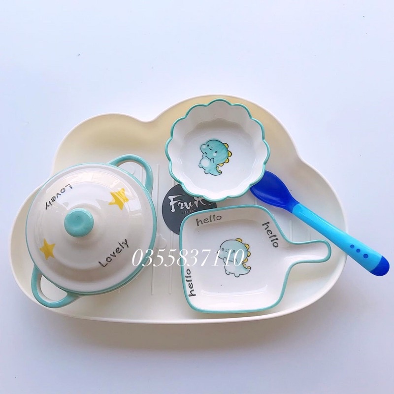 Bát sứ hình hoa ăn dặm hoạ tiết mini cho bé