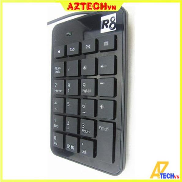 Keyboard, Bàn phím số rời cổng R8-1810 USB (Đen) cho máy tính laptop