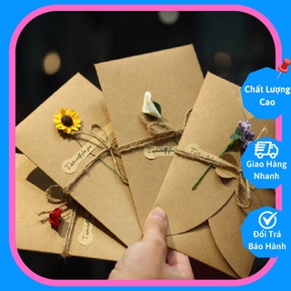Thiệp Giấy Hoa Khô Cao Cấp Sang Trọng Có Bìa Đựng