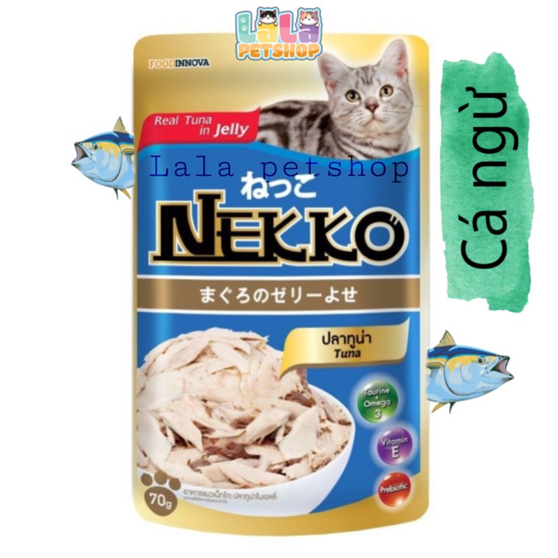 Pate cá ngừ tươi NEKKO cho mèo, Pate Real Tuna in Jelly - Nhập khẩu Thái Lan gói 70g