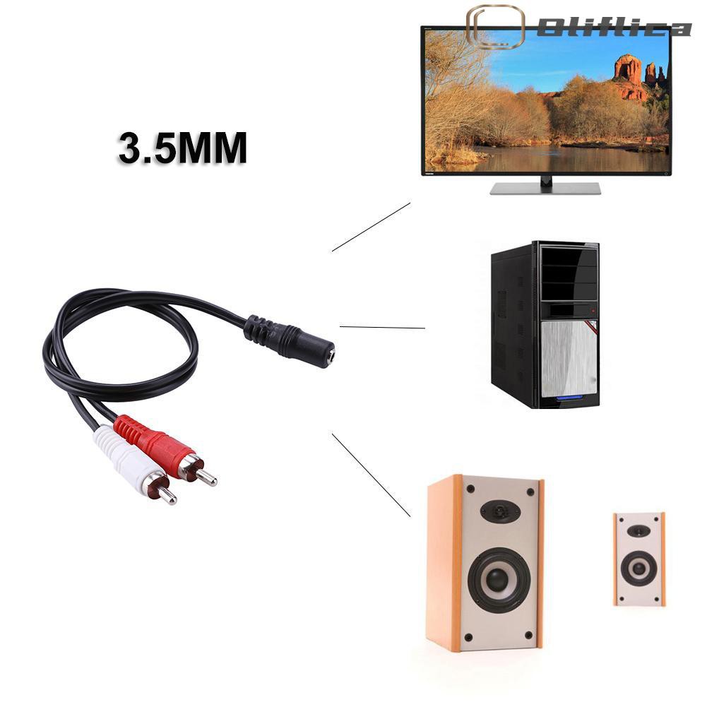 Dây cáp chuyển đổi âm thanh Aux 3.5mm sang 2-rca cho Dvd Tv Vcd