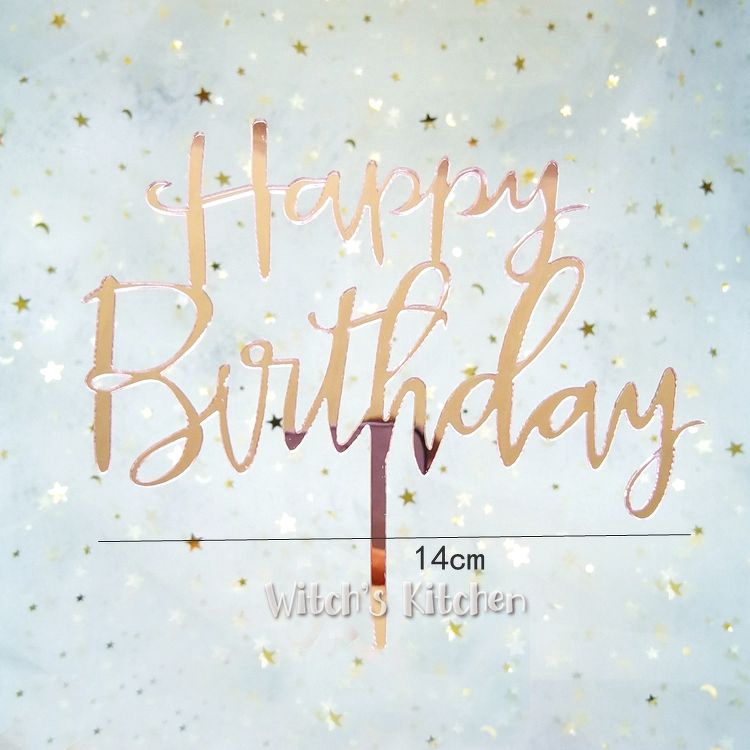 Topper mica HPBD nét nhỏ hồng