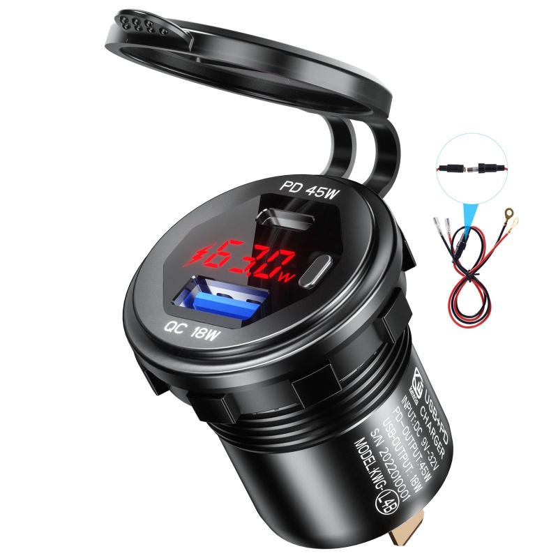 Bộ Chuyển Đổi Ổ Cắm Sạc Bằng Nhôm Gắn Xe Hơi / Xe Máy