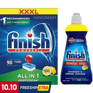 Combo Viên rửa bát Finish 90 viên + Nước làm bóng 400ml