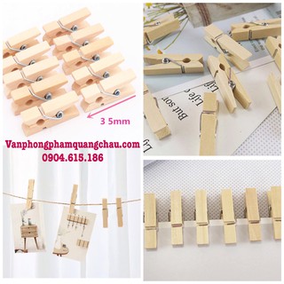 Kẹp gỗ trơn - - set 50 chiếc kèm dây