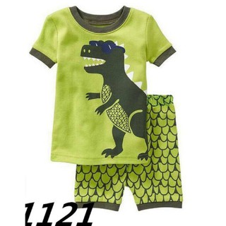 Bộ Pijama Tay Ngắn In Hình Khủng Long Cho Bé Trai 1-7 Tuổi