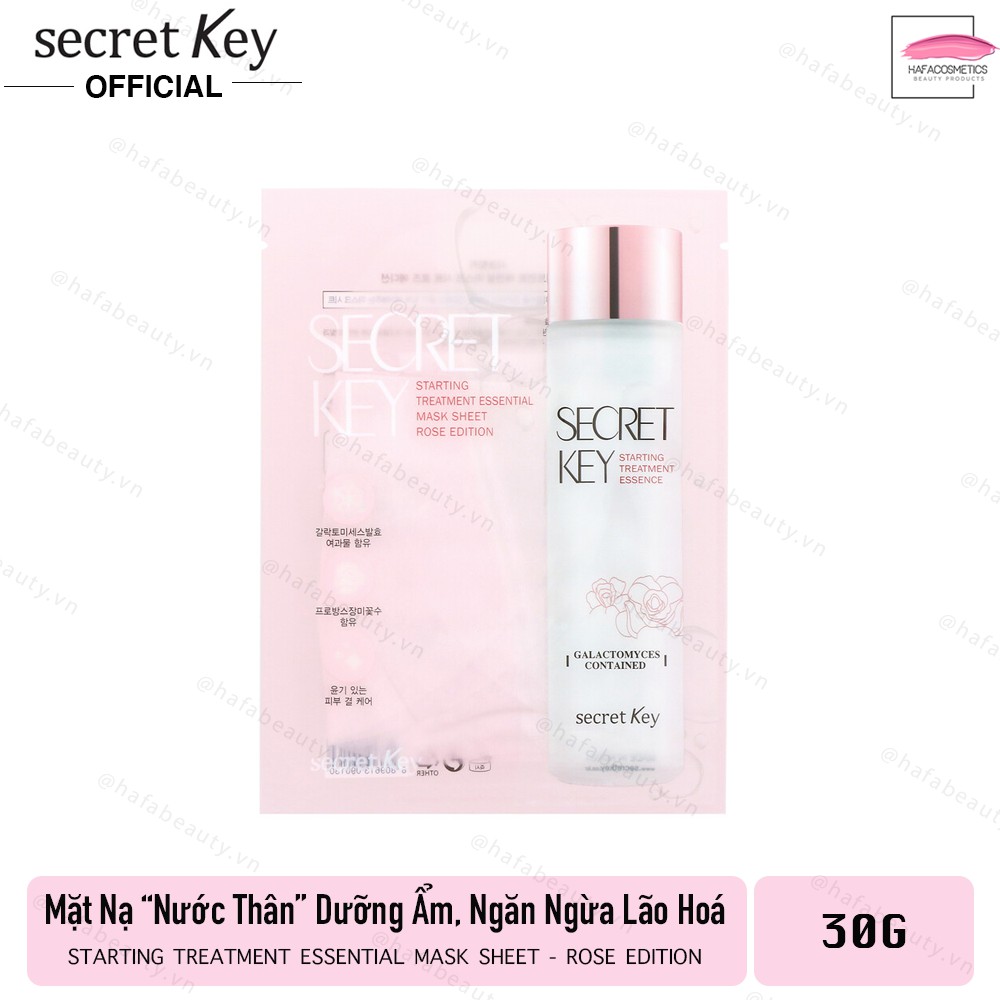 Mặt nạ "nước thần" dưỡng ẩm làm sáng da Secret Key Starting Treatment Essential Mask Sheet - Rose Edition 30g