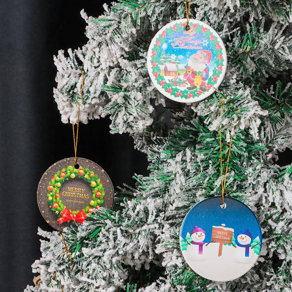 CONOPERY Thẻ Treo Cây Thông Noel Hình Tròn In Họa Tiết Vui Nhộn