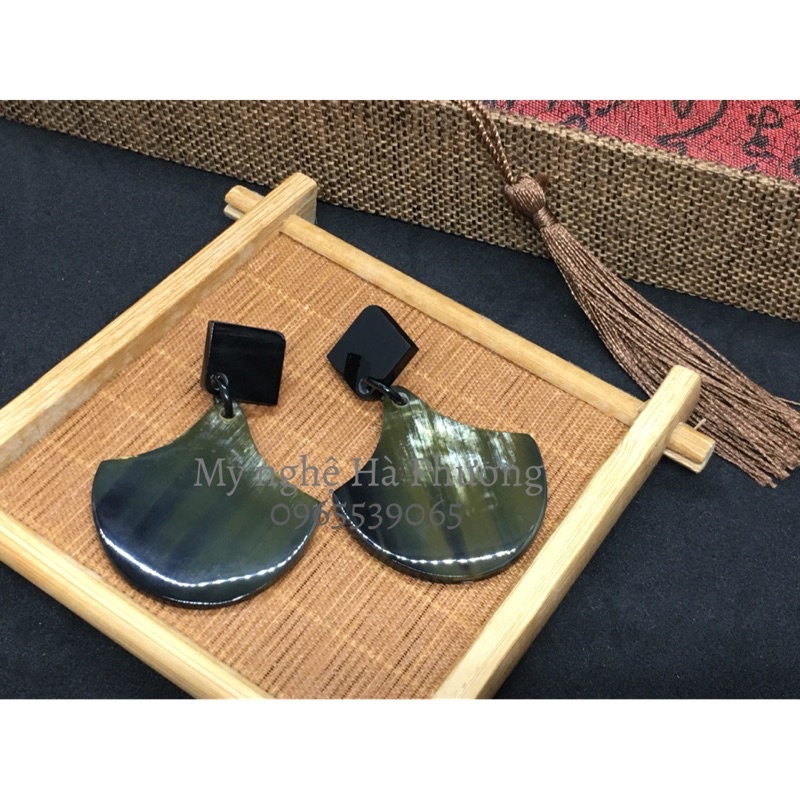 Bông tai, khuyên tai sừng trâu tự nhiên, sang trọng, quý phái
