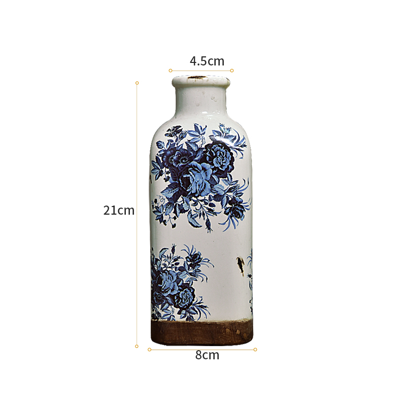 Bình hoa sứ Xanh Dương Phường đồ trang trí mới kiểu Trung Quốc đồ trang trí phòng khách cắm hoa gốm sứ Bình hoa khô đồ t