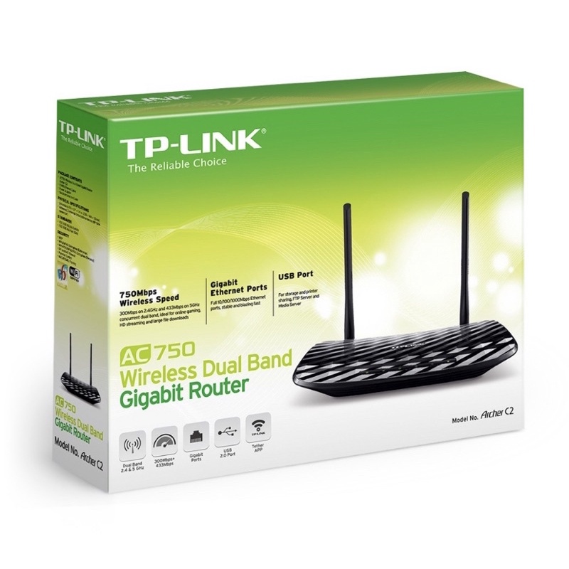 Bộ phát Wifi TPlink - Archer C2 2 băng tần 5G và 2.4G chuẩn AC750mbps Chính hảng