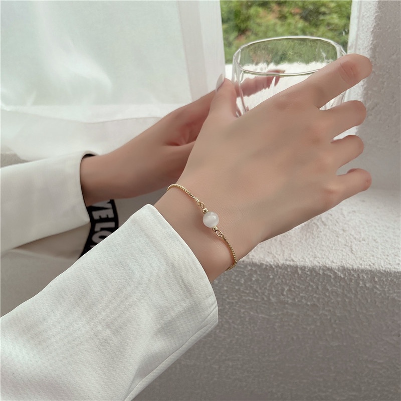 Vòng Tay Dây Rút Đính Đá Opal Phong Cách Retro Hàn Quốc Chất Lượng Cao