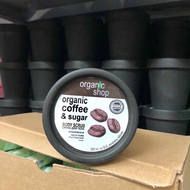 Muối Tẩy Tế Bào Chết Toàn Thân Organic Shop dạng muối hạt Organic Coffee &amp; Sugar Body Scrub 250ml HandMade
