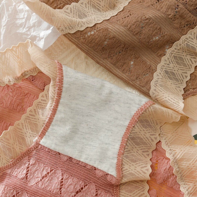 Quần lót nữ cotton Viền Ren Thông Hơi Cạp Mềm Không Gây Hằn QL258