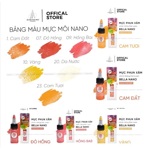 Mực Phun Xăm Môi Bella Nano Pigment chính hãng Đài Loan (Nhiều màu)