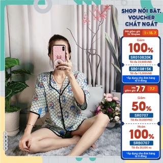 Bộ mặc nhà cộc đùi vải lụa Mango