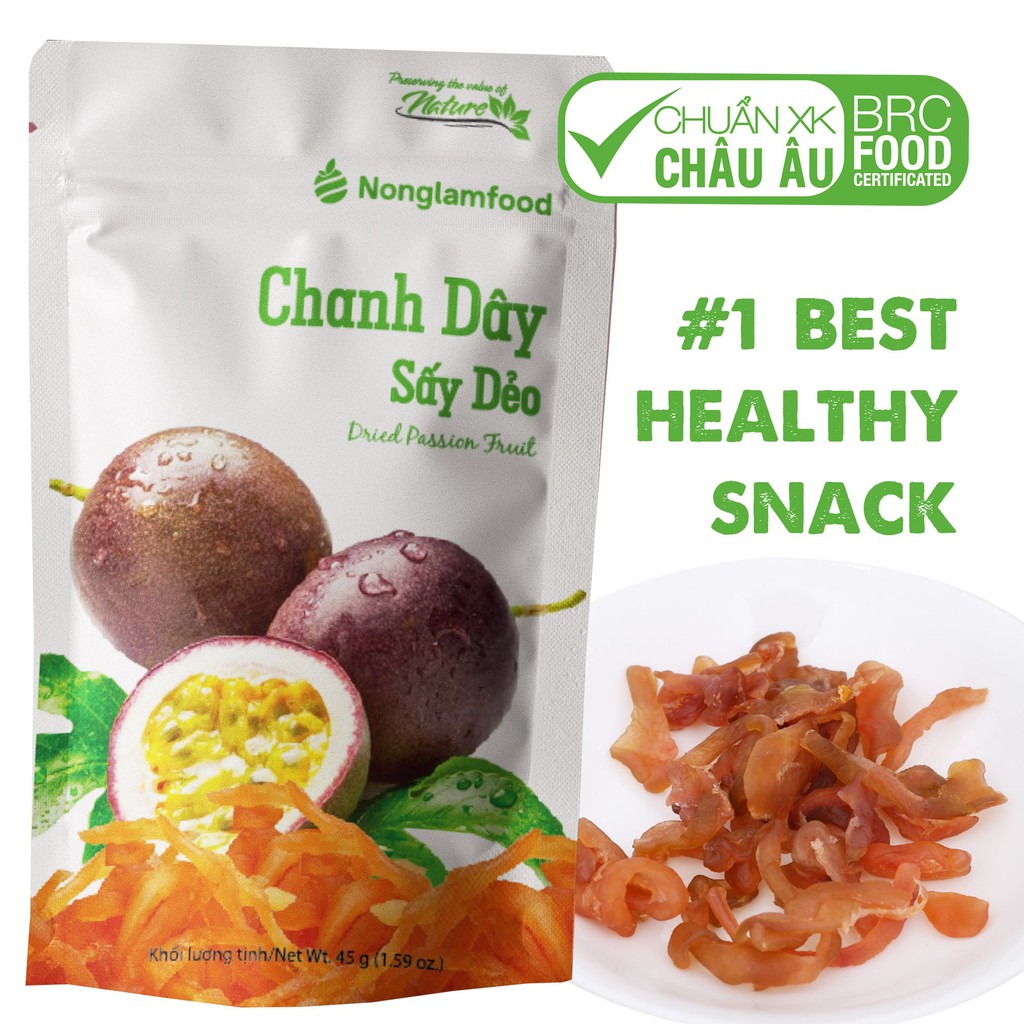 Chanh dây sấy dẻo Nonglamfood túi 45g | Ăn vặt văn phòng | Ăn vặt tốt cho sức khỏe | Healthy Snack