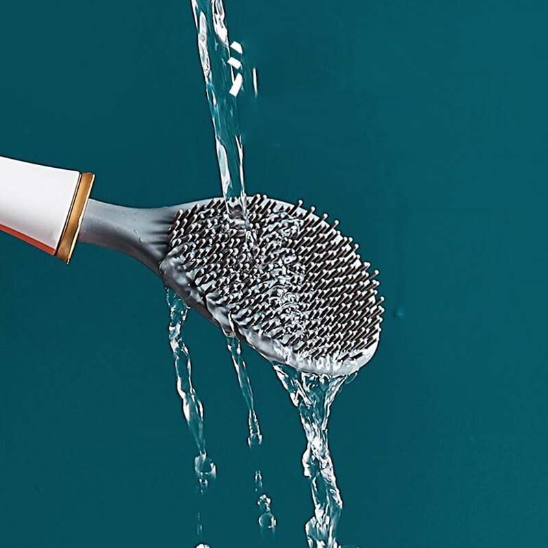 Wall-Mount Automatic  Silicone Toilet Brush  Quick Draining Cleaning Brush