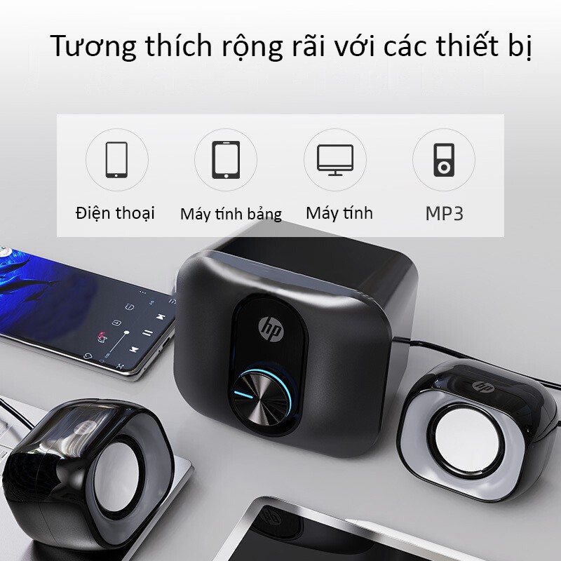 Loa vi tính HP DHS-2111s, bộ ba loa để bàn mini siêu trầm, âm thanh 4D