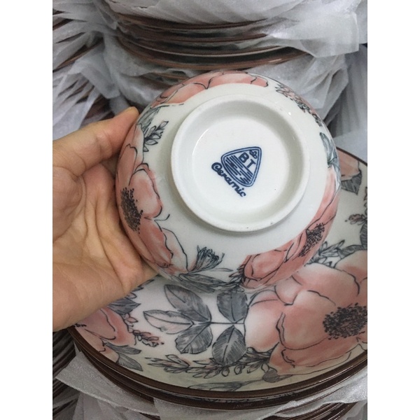 Bát Đĩa Gốm sứ bát tràng hoa đỏ cao cấp  bộ bát tràng cao cấp hoa đỏ giảm 50%