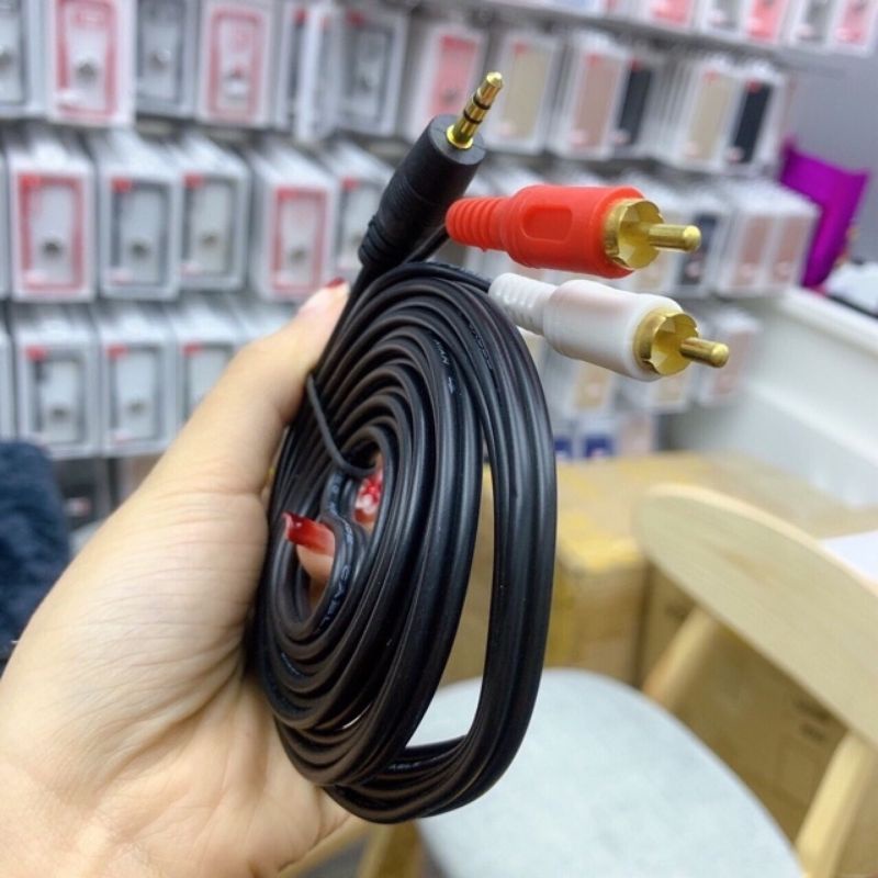 Dây cáp loa 3.5mm to AV 2 RCA Audio Cáp chuyển đổi từ cổng Jack 3.5 mm sang cổng AV