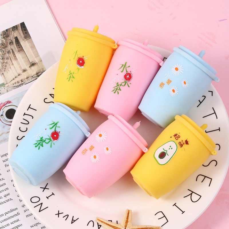 Squishy Mochi Hình Cốc Trà Sữa PHÁT SÁNG mềm dễ thương chân thực giảm stress co dãn đàn hồi ngộ nghĩnh