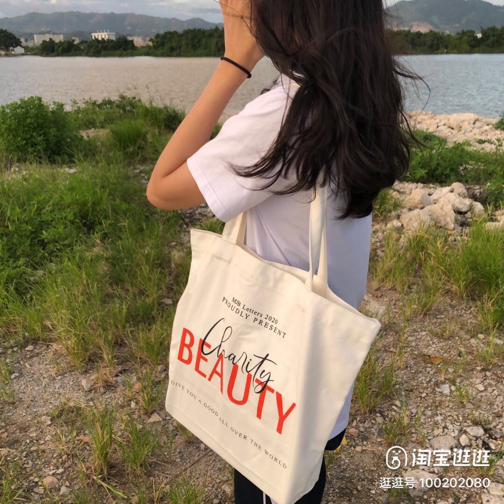 Túi tote vải canvas đeo vai đựng đồ đi học đi chơi thời trang hàn quốc