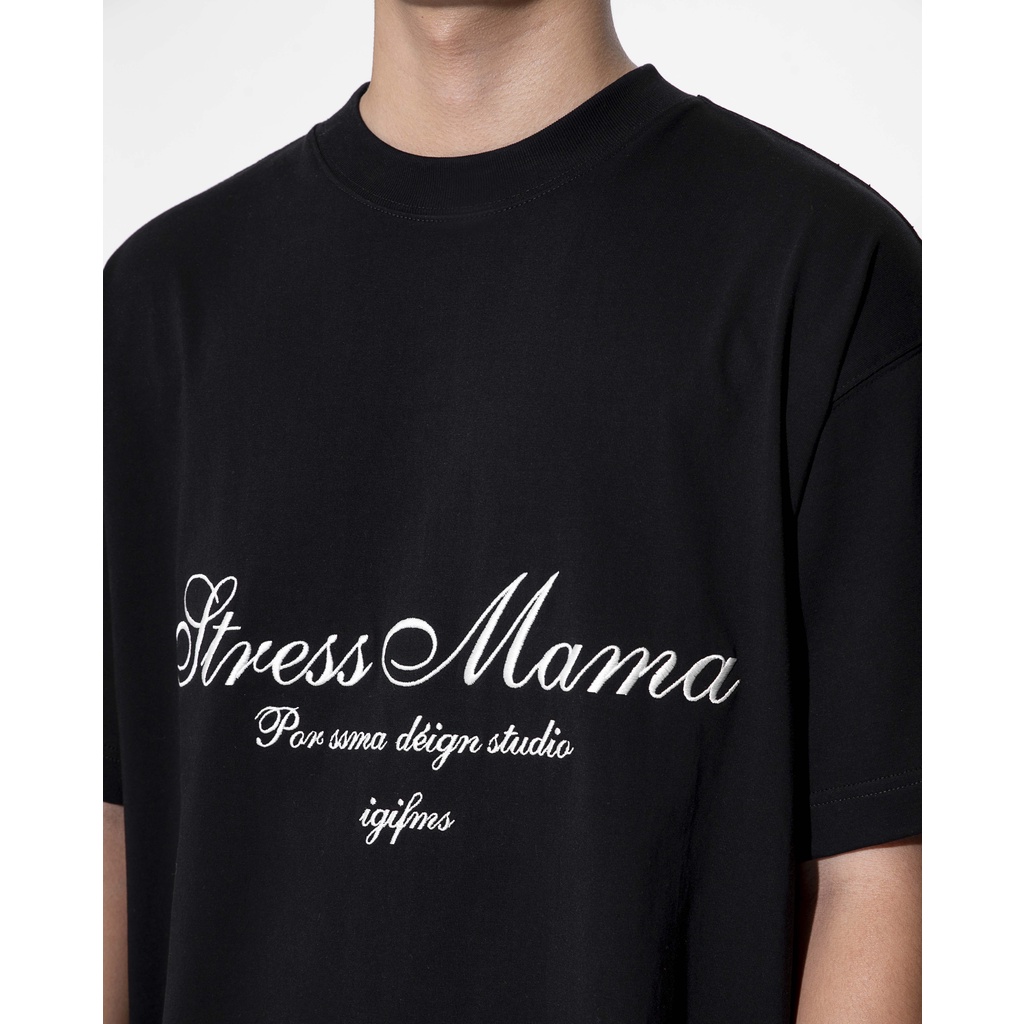 Áo thun STRESSMAMA 365 SEASONAL T-SHIRT - BLACK màu đen chất liệu 100% Cotton 2 chiều 250GSM