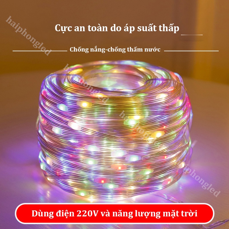 Dây đèn nháy 10M 20M 30Mét dùng năng lượng mặt trời siêu chống nước trang trí cây Tết Noel...