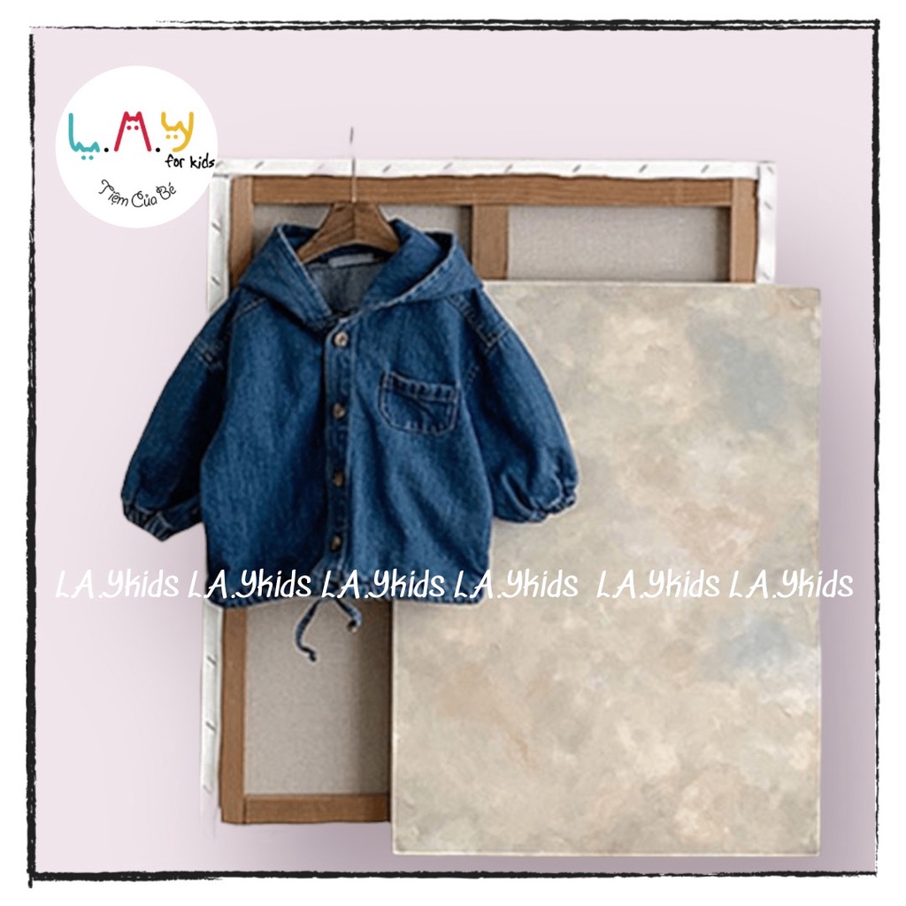 Áo Khoác Bò Liền Mũ Rút Dây Chun Gấu Style Hàn L.A.Y kids