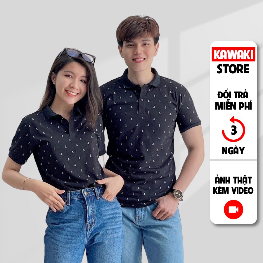 Áo thun nam nữ POLO  vải cá sấu cotton cao cấp ngắn tay in hình mỏ neo cực sang trọng - TT09 | BigBuy360 - bigbuy360.vn