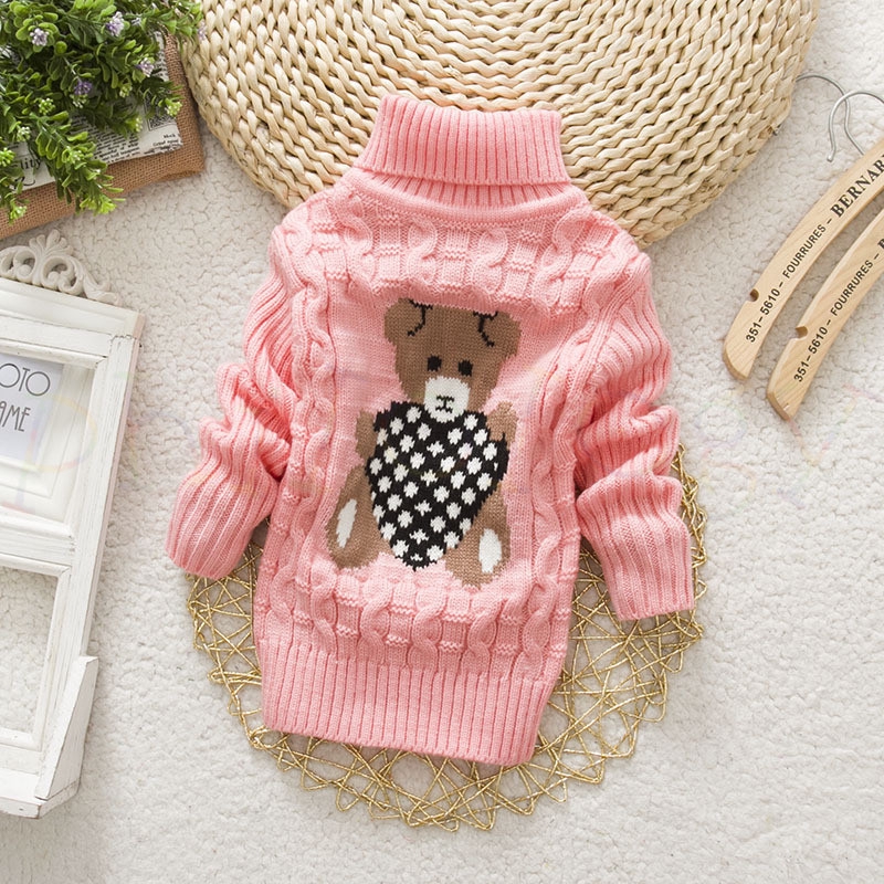 Áo Len Cổ Lọ Hình Gấu teddy Cho Bé Trai Và Bé Gái